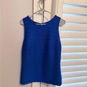 INC International Concepts Women’s Keyhole Blue Front Textured Keyhole Top